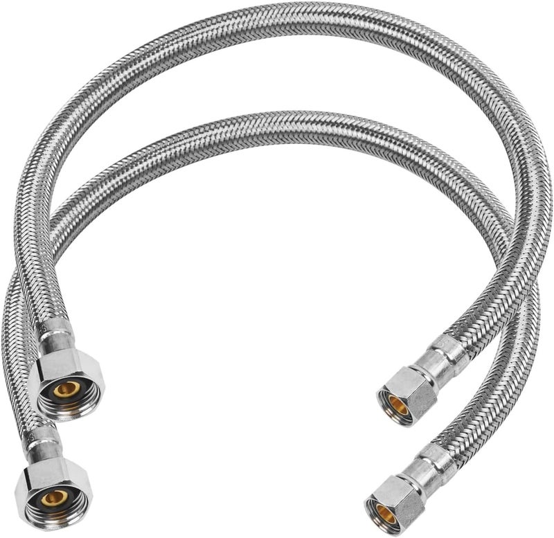 KAINGA 20" Faucet Supply Line, 3/8 inch Comp x 1/2 inch FIP Faucet Connector, Braided Stainless Steel Faucet Hose for Bathroom Sink and Kitchen, Leak-Resistant cUPC Certified Water Supply Line, 2 Pack - Image 1